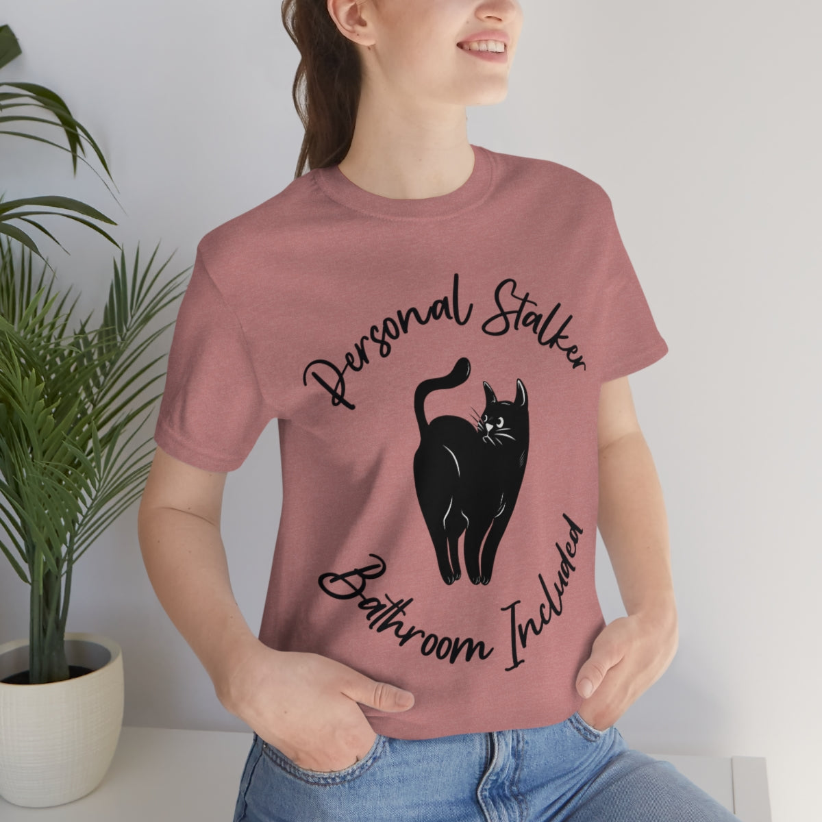 Personal Black Cat Stalker, Monochrome Unisex Jersey Short Sleeve T-Shirt Ichaku [Perfect Gifts Selection]