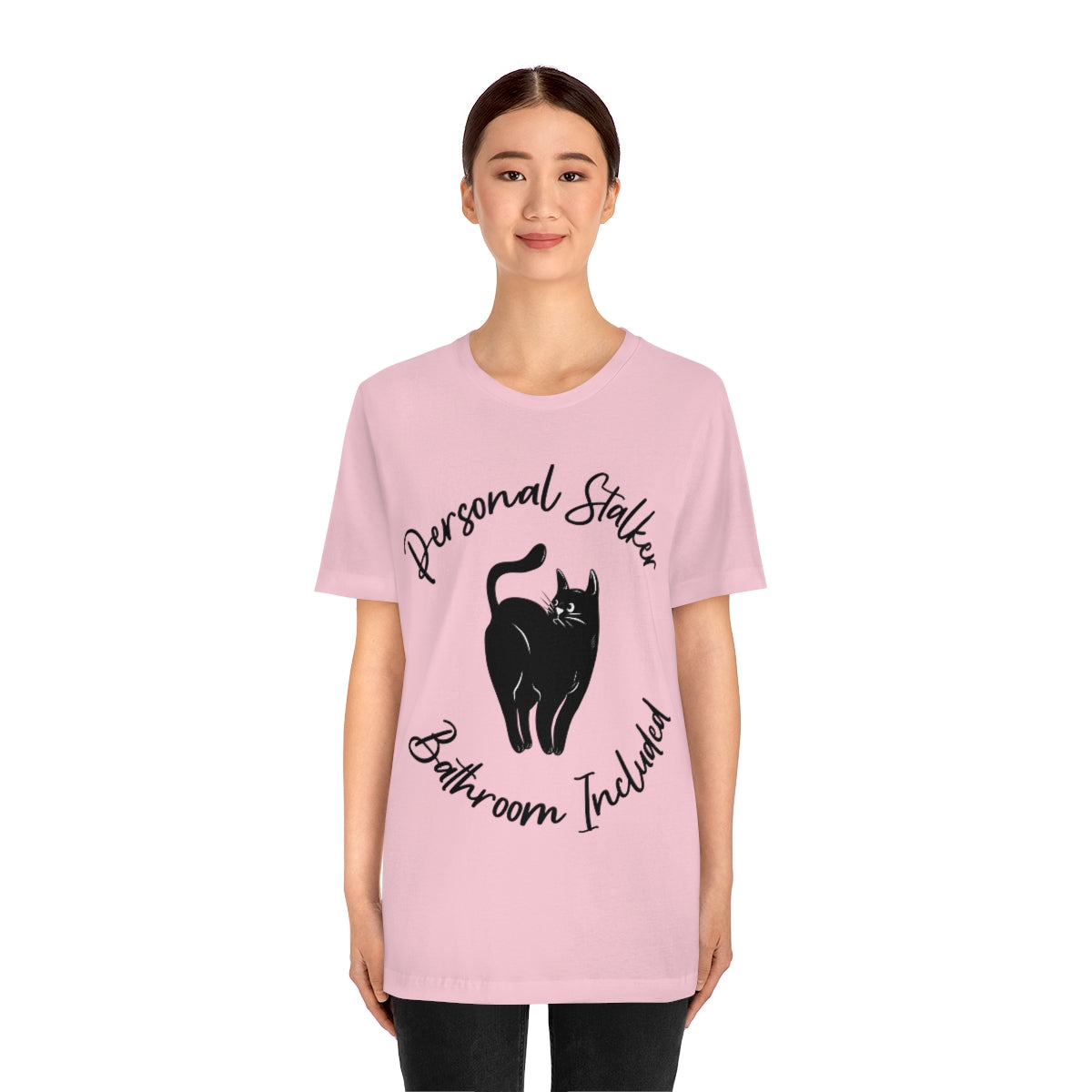 Personal Black Cat Stalker, Monochrome Unisex Jersey Short Sleeve T-Shirt Ichaku [Perfect Gifts Selection]