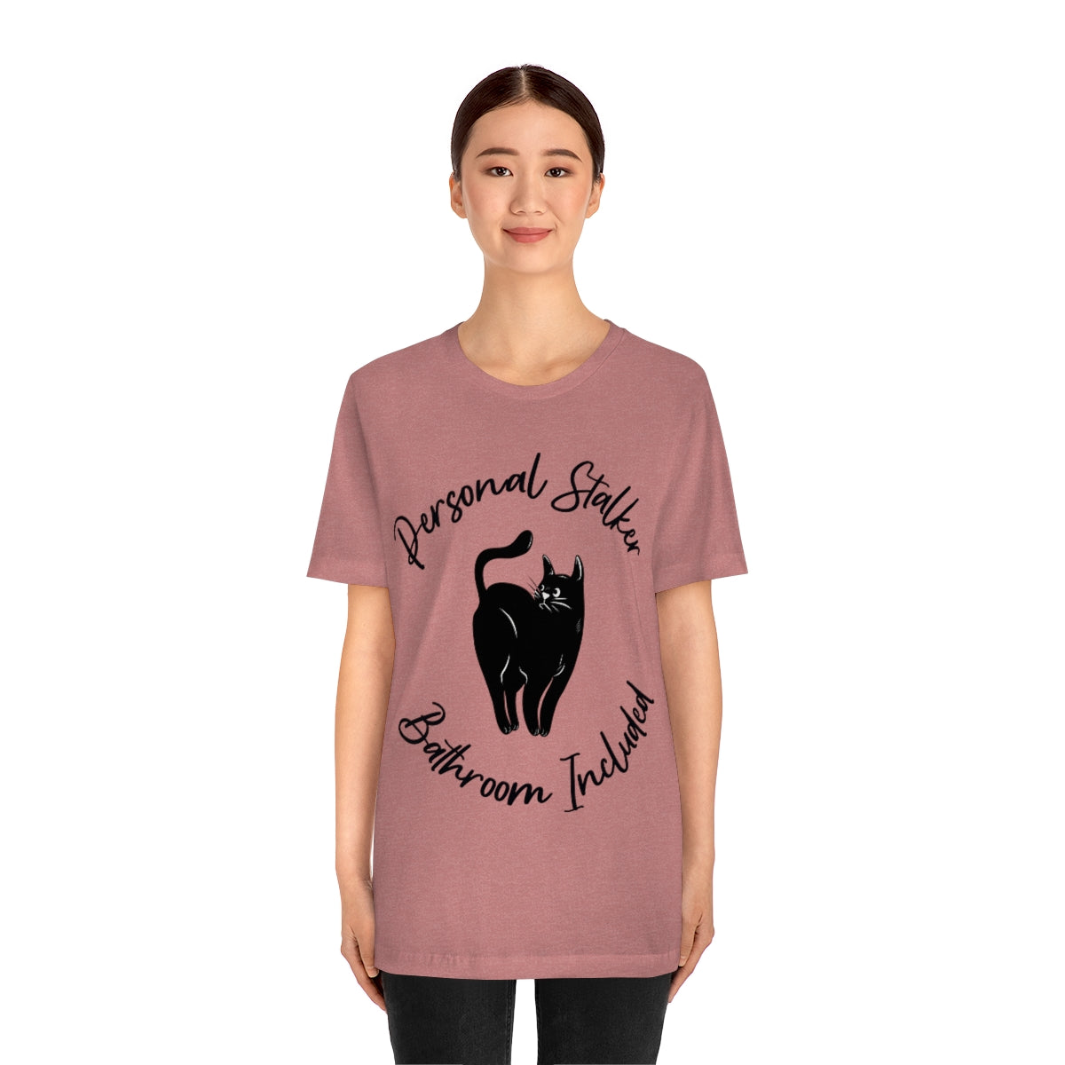 Personal Black Cat Stalker, Monochrome Unisex Jersey Short Sleeve T-Shirt Ichaku [Perfect Gifts Selection]