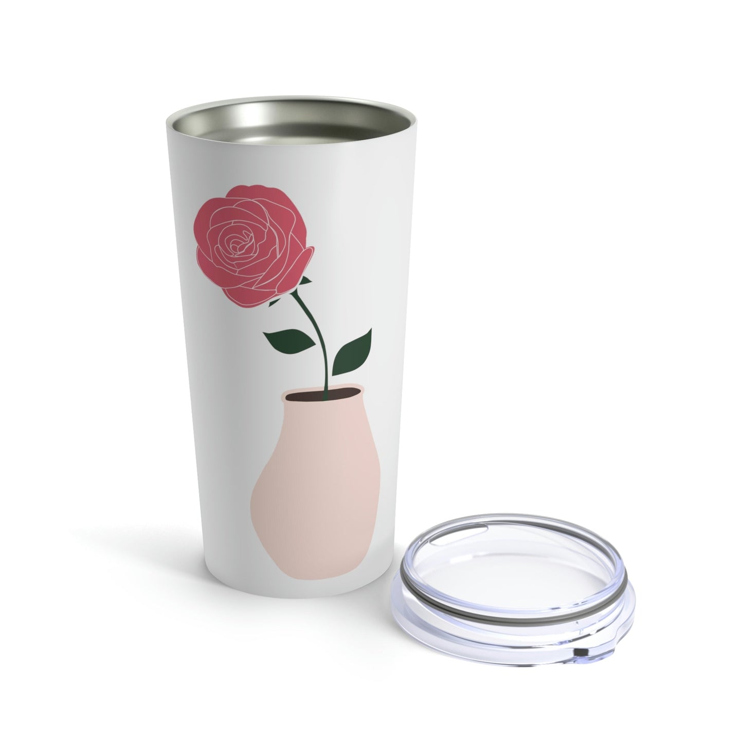 Pink Peony Minimal Art Retro Plant In The Vase Stainless Steel Hot or Cold Vacuum Tumbler 20oz Ichaku [Perfect Gifts Selection]