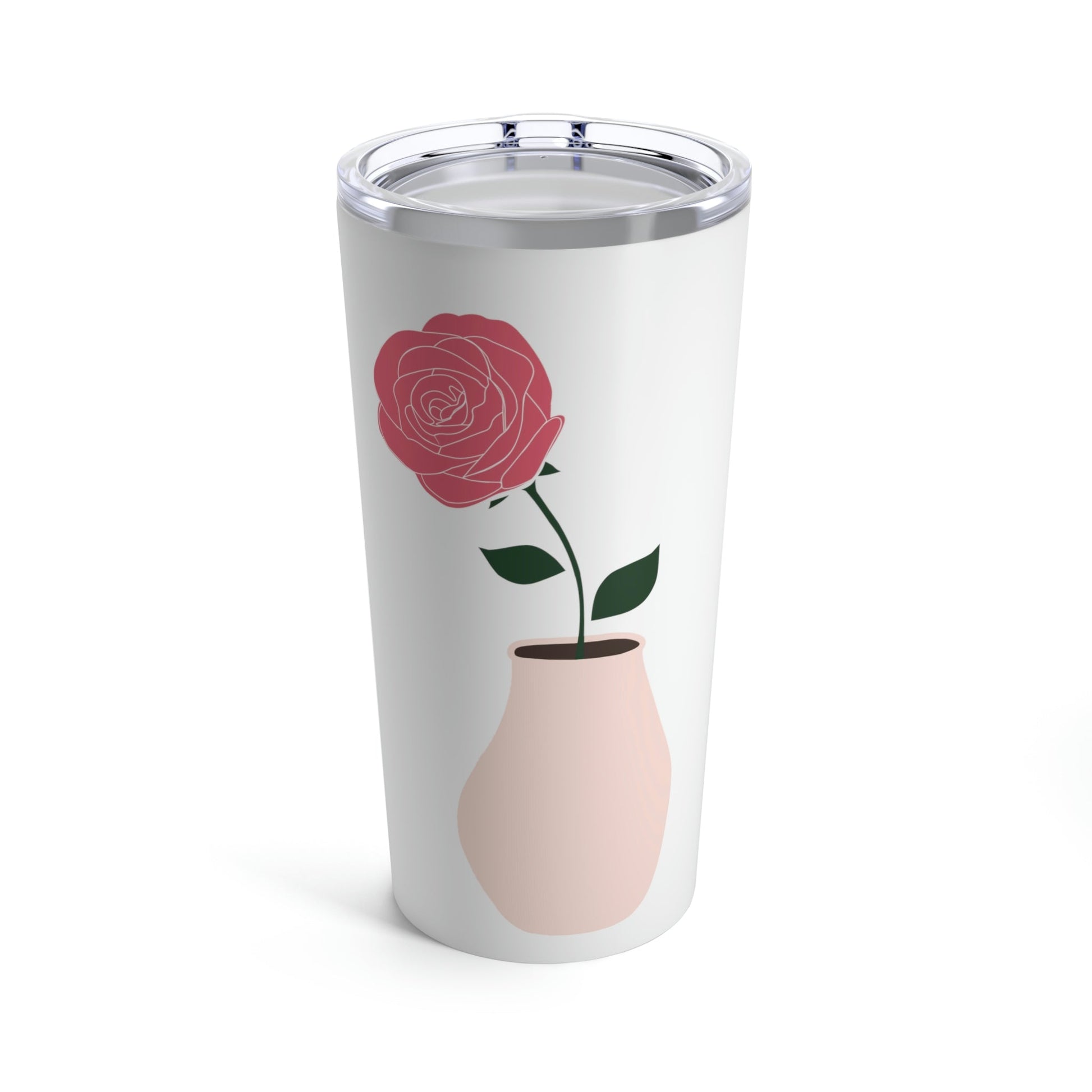 Pink Peony Minimal Art Retro Plant In The Vase Stainless Steel Hot or Cold Vacuum Tumbler 20oz Ichaku [Perfect Gifts Selection]