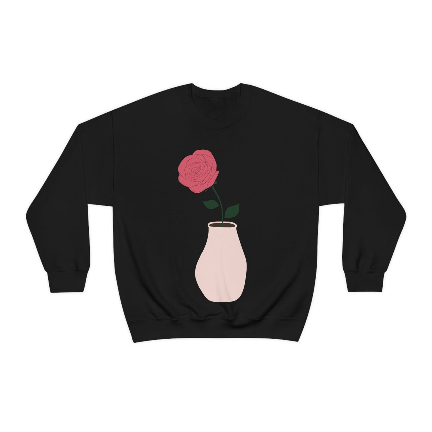 Pink Peony Minimal Art Retro Plant In The Vase Unisex Heavy Blend™ Crewneck Sweatshirt Ichaku [Perfect Gifts Selection]