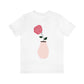 Pink Peony Minimal Art Retro Plant In The Vase Unisex Jersey Short Sleeve T-Shirt Ichaku [Perfect Gifts Selection]