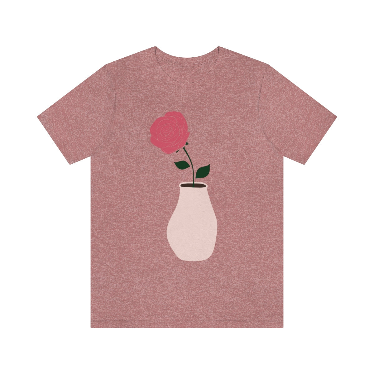 Pink Peony Minimal Art Retro Plant In The Vase Unisex Jersey Short Sleeve T-Shirt Ichaku [Perfect Gifts Selection]