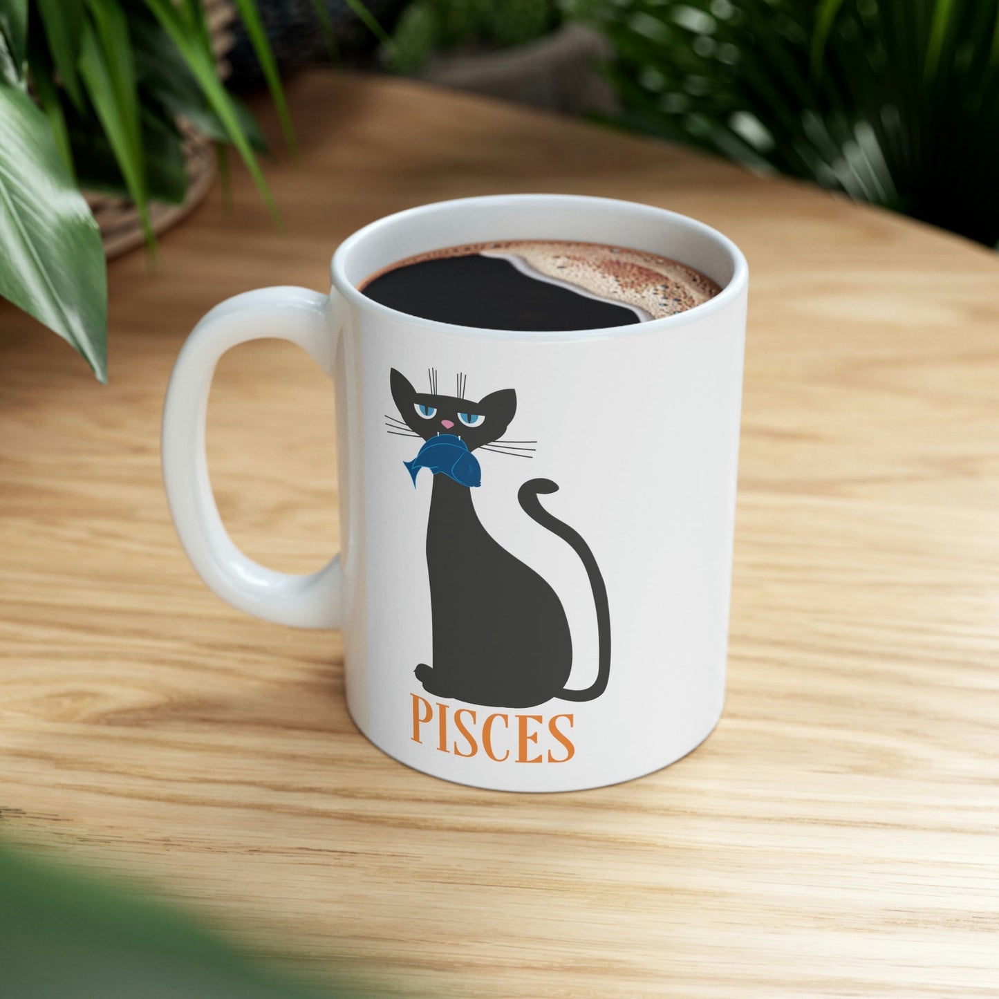 Pisces Cat Zodiac Sign Ceramic Mug 11oz Ichaku [Perfect Gifts Selection]