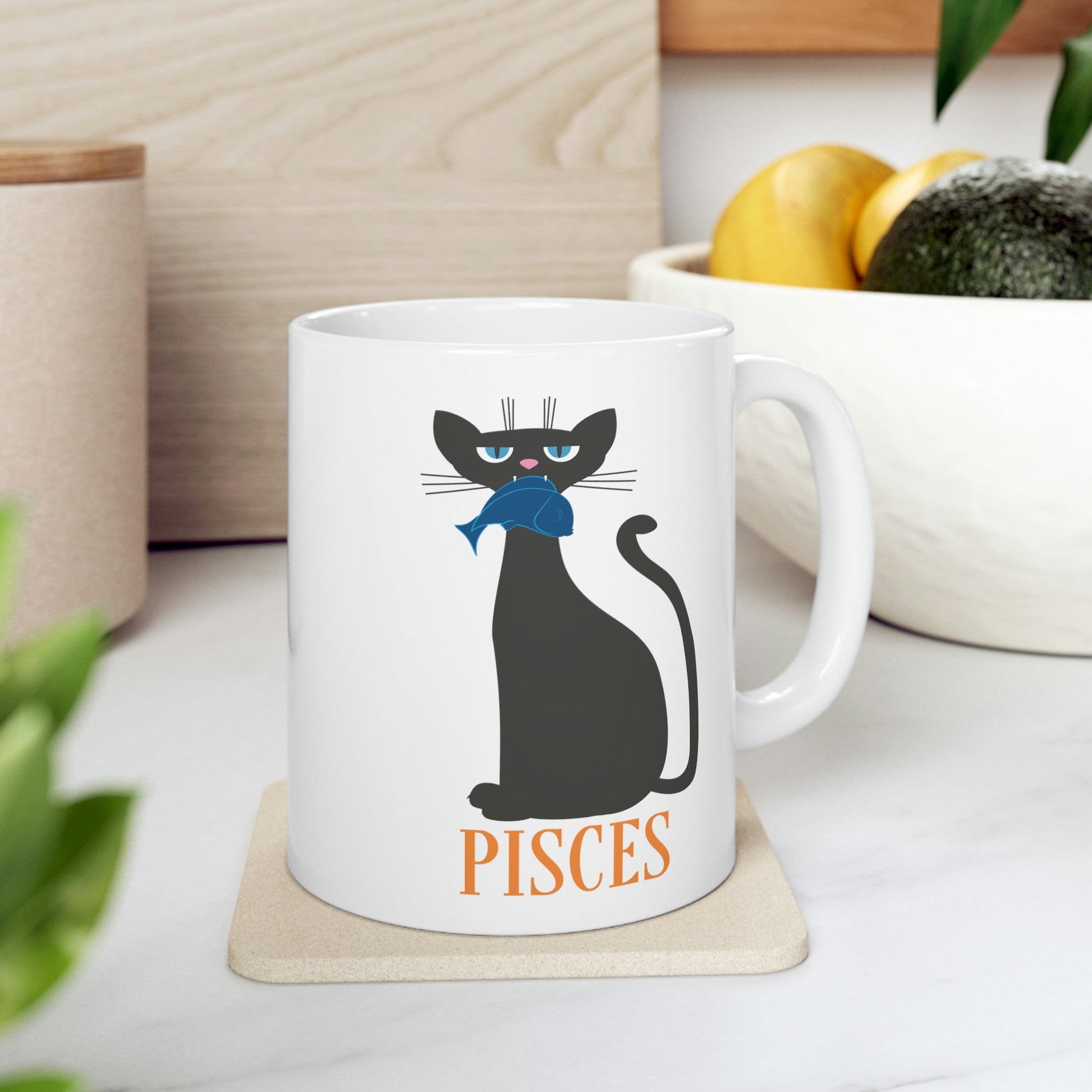 Pisces Cat Zodiac Sign Ceramic Mug 11oz Ichaku [Perfect Gifts Selection]