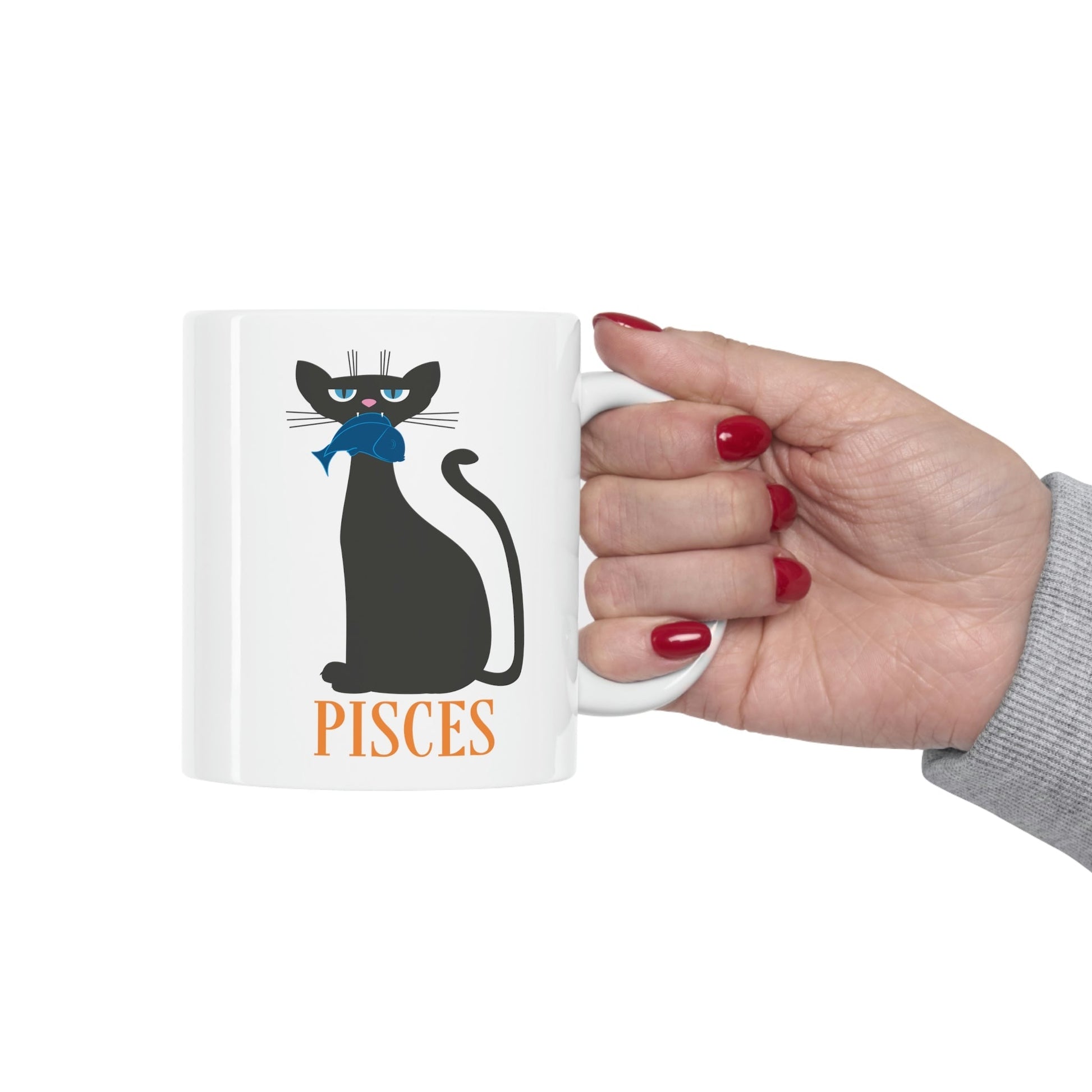 Pisces Cat Zodiac Sign Ceramic Mug 11oz Ichaku [Perfect Gifts Selection]