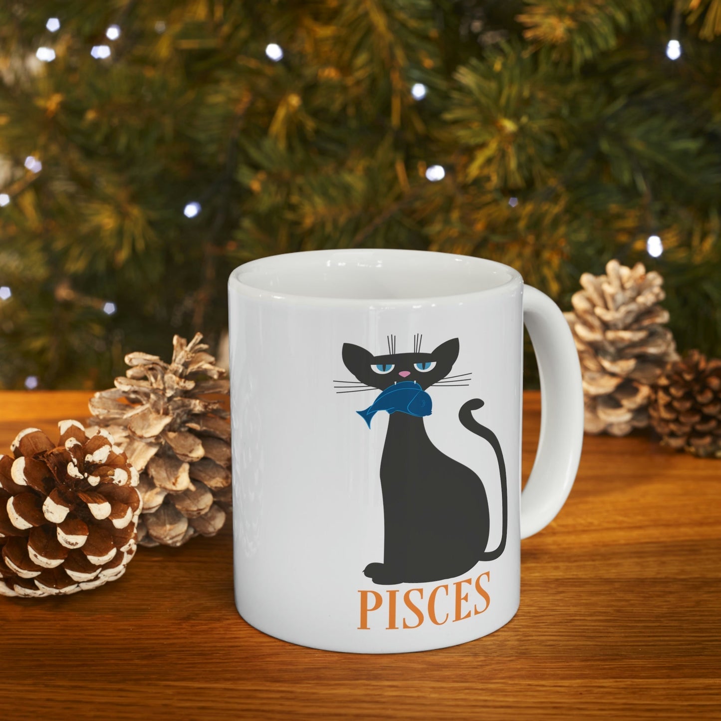 Pisces Cat Zodiac Sign Ceramic Mug 11oz Ichaku [Perfect Gifts Selection]