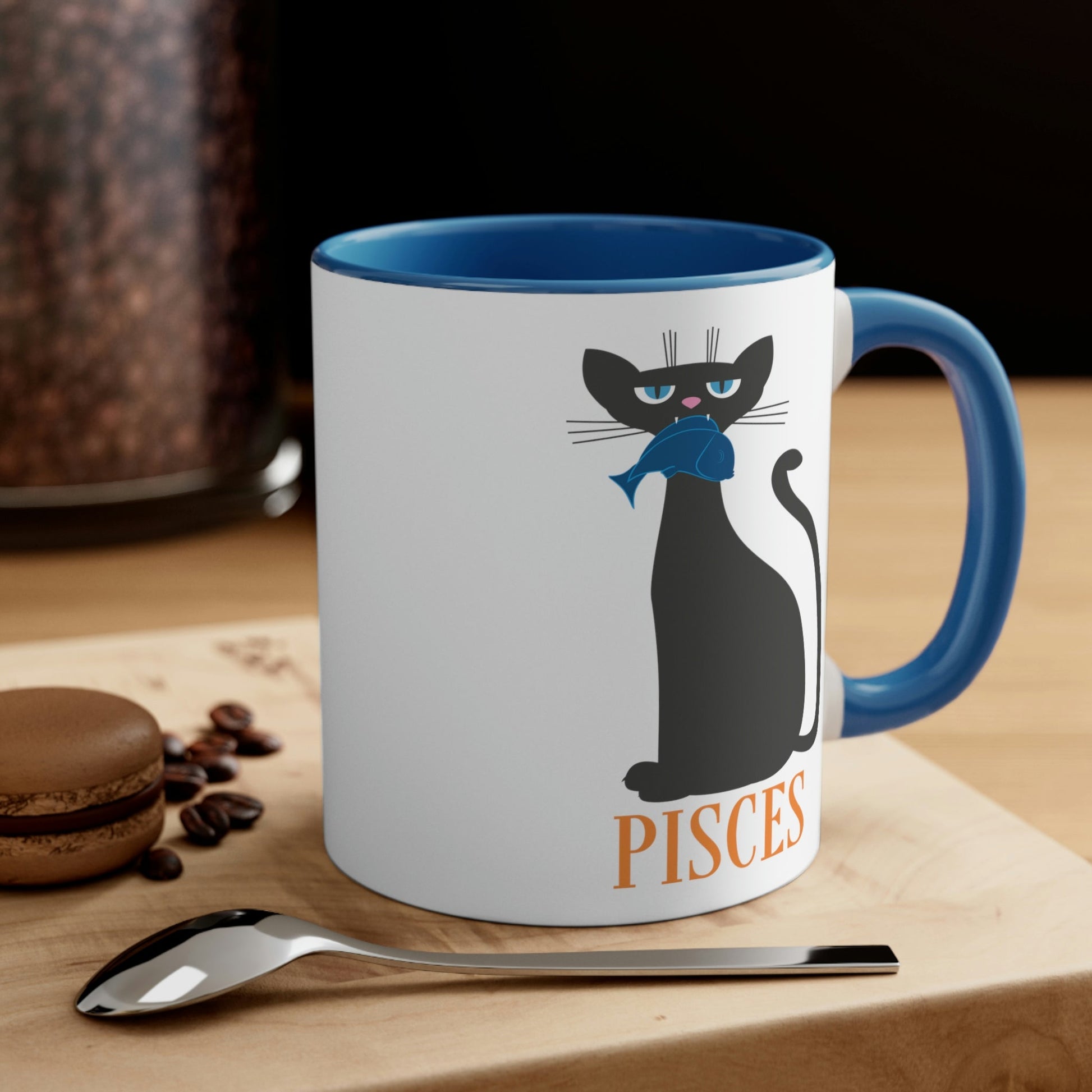 Pisces Cat Zodiac Sign Classic Accent Coffee Mug 11oz Ichaku [Perfect Gifts Selection]