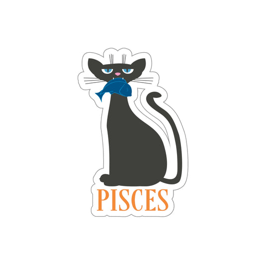 Pisces Cat Zodiac Sign Die-Cut Sticker Ichaku [Perfect Gifts Selection]