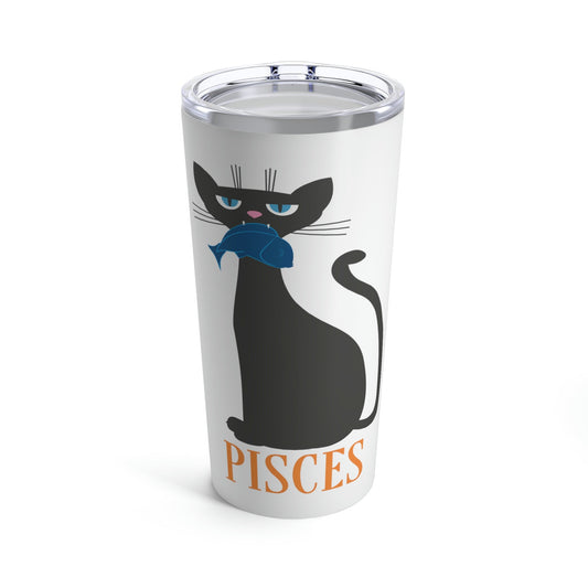 Pisces Cat Zodiac Sign Stainless Steel Hot or Cold Vacuum Tumbler 20oz Ichaku [Perfect Gifts Selection]