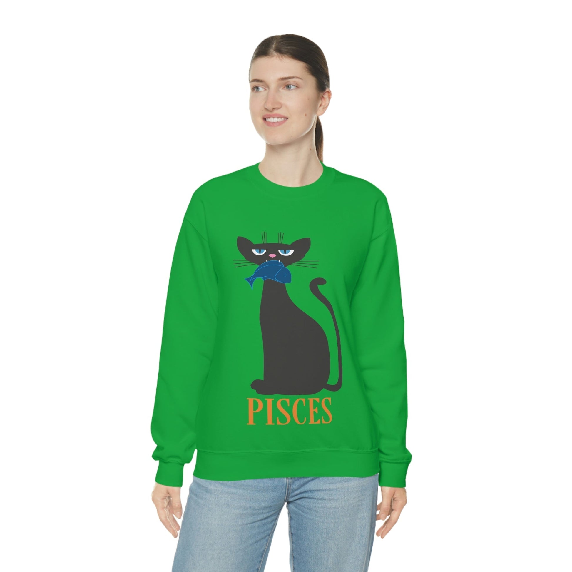 Pisces Cat Zodiac Sign Unisex Heavy Blend™ Crewneck Sweatshirt Ichaku [Perfect Gifts Selection]