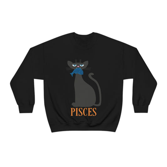 Pisces Cat Zodiac Sign Unisex Heavy Blend™ Crewneck Sweatshirt Ichaku [Perfect Gifts Selection]