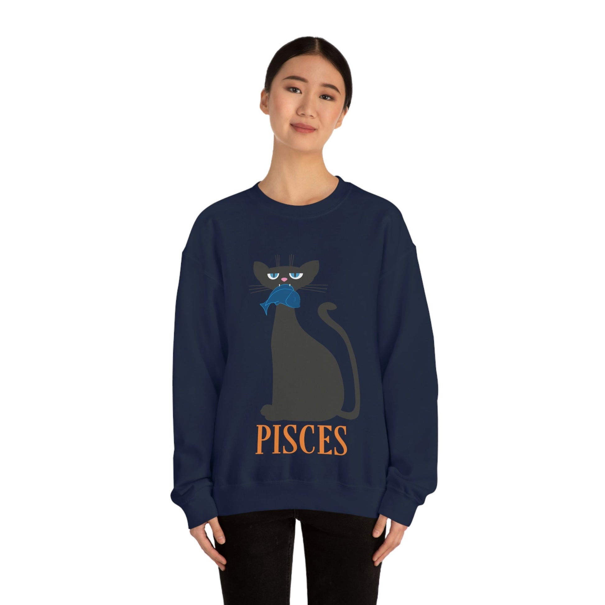 Pisces Cat Zodiac Sign Unisex Heavy Blend™ Crewneck Sweatshirt Ichaku [Perfect Gifts Selection]