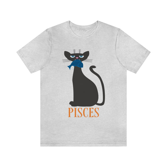 Pisces Cat Zodiac Sign Unisex Jersey Short Sleeve T-Shirt Ichaku [Perfect Gifts Selection]