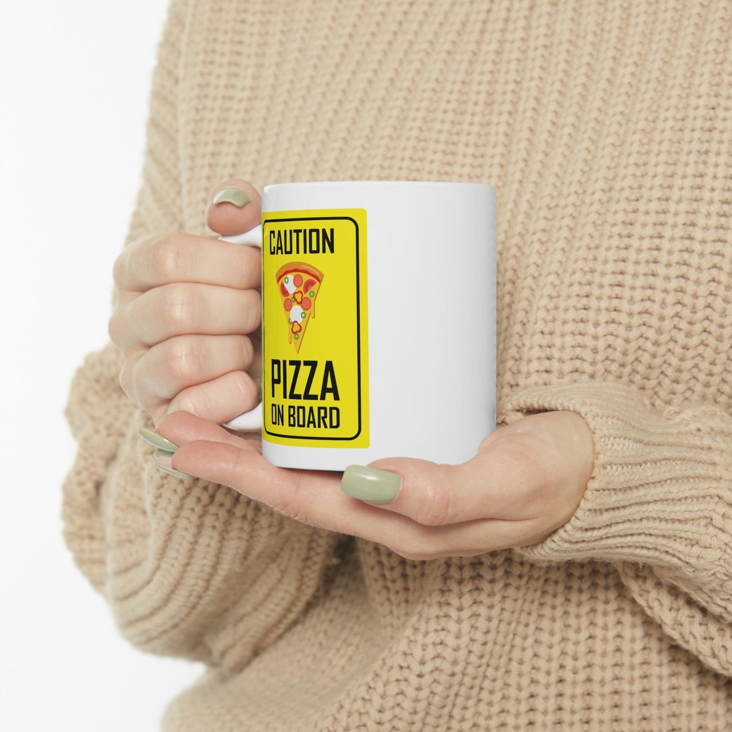 Pizza On board Funny Sign Valentines Quotes Ceramic Mug 11oz Ichaku [Perfect Gifts Selection]