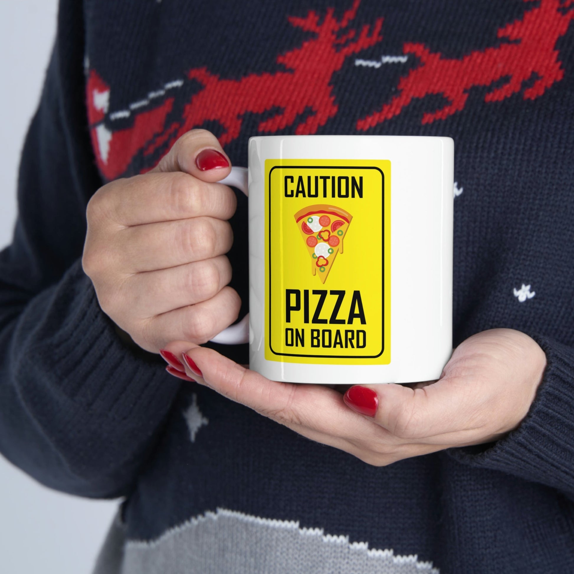 Pizza On board Funny Sign Valentines Quotes Ceramic Mug 11oz Ichaku [Perfect Gifts Selection]