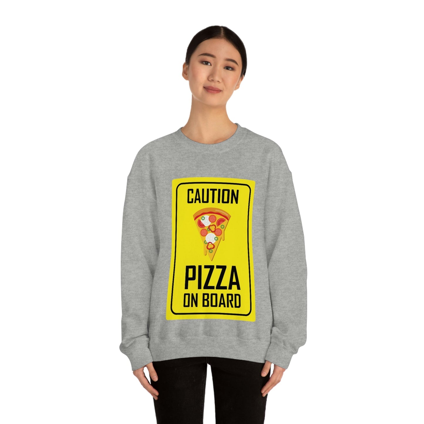 Pizza On board Funny Sign Valentines Quotes Unisex Heavy Blend™ Crewneck Sweatshirt Ichaku [Perfect Gifts Selection]