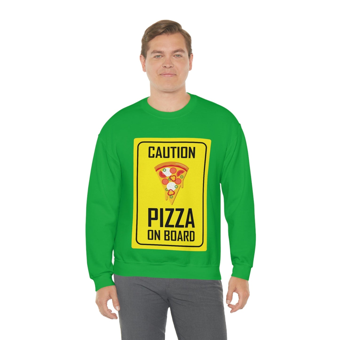 Pizza On board Funny Sign Valentines Quotes Unisex Heavy Blend™ Crewneck Sweatshirt Ichaku [Perfect Gifts Selection]