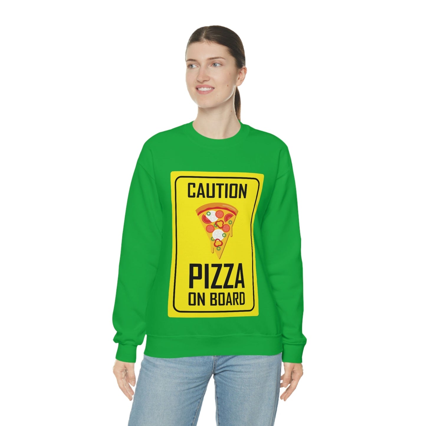 Pizza On board Funny Sign Valentines Quotes Unisex Heavy Blend™ Crewneck Sweatshirt Ichaku [Perfect Gifts Selection]