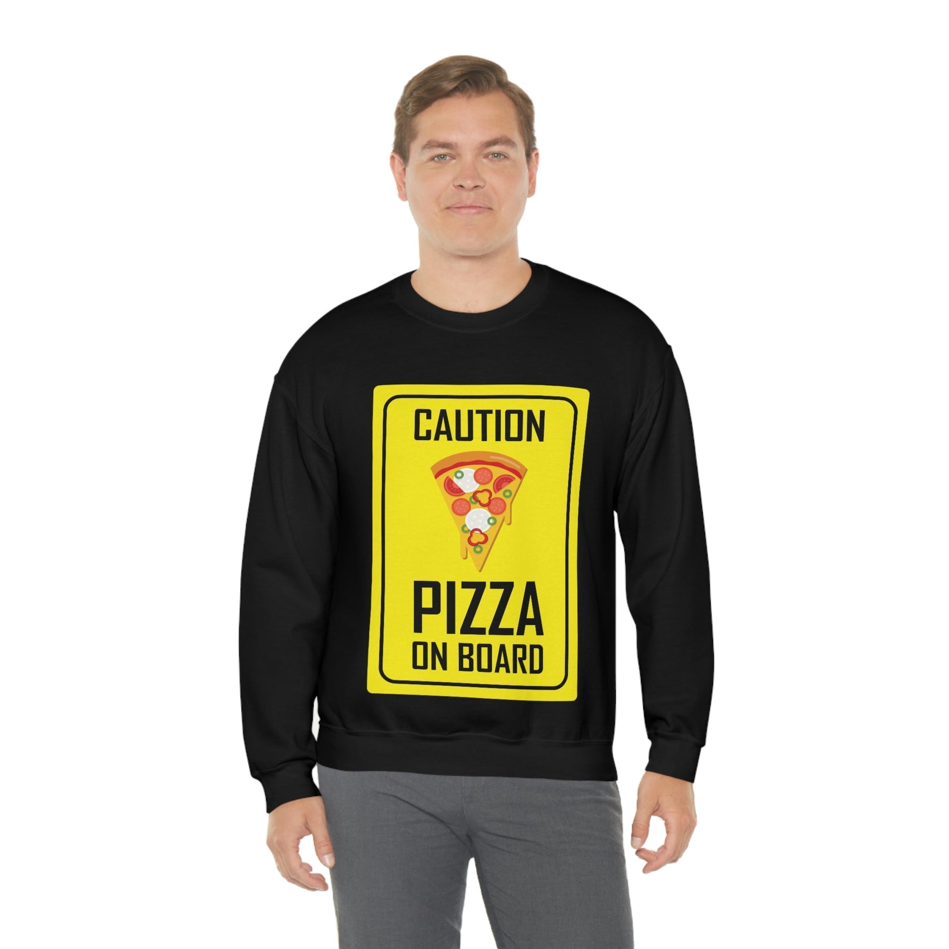 Pizza On board Funny Sign Valentines Quotes Unisex Heavy Blend™ Crewneck Sweatshirt Ichaku [Perfect Gifts Selection]