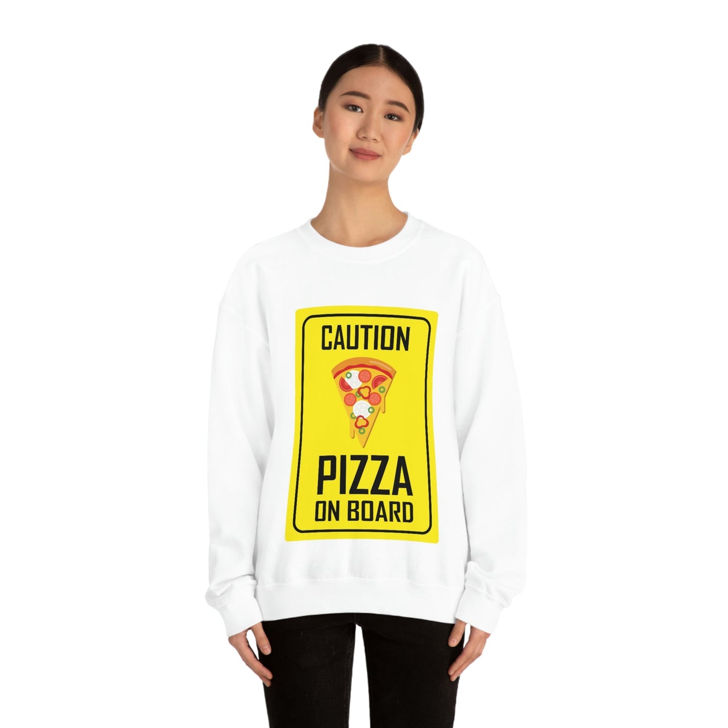 Pizza On board Funny Sign Valentines Quotes Unisex Heavy Blend™ Crewneck Sweatshirt Ichaku [Perfect Gifts Selection]