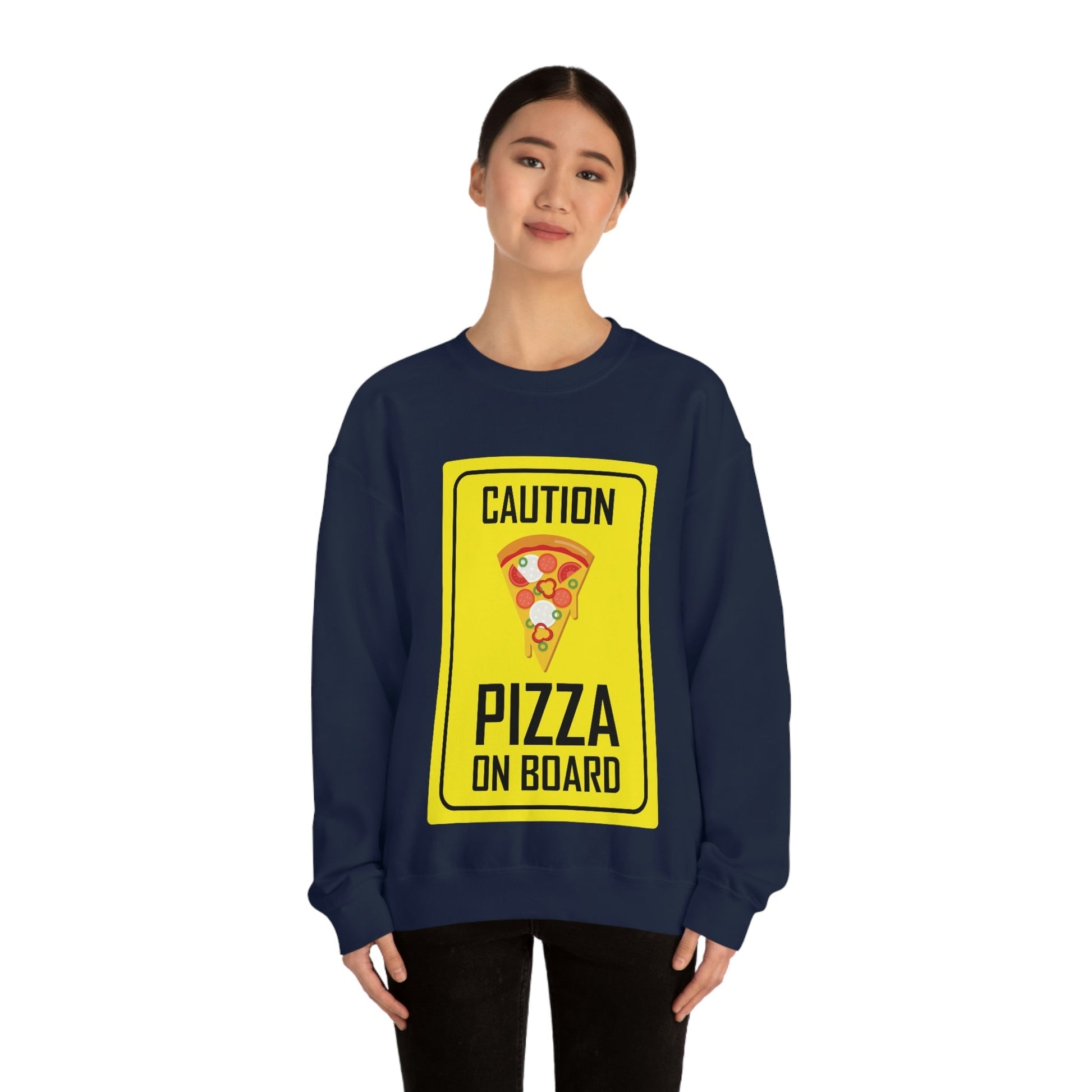 Pizza On board Funny Sign Valentines Quotes Unisex Heavy Blend™ Crewneck Sweatshirt Ichaku [Perfect Gifts Selection]