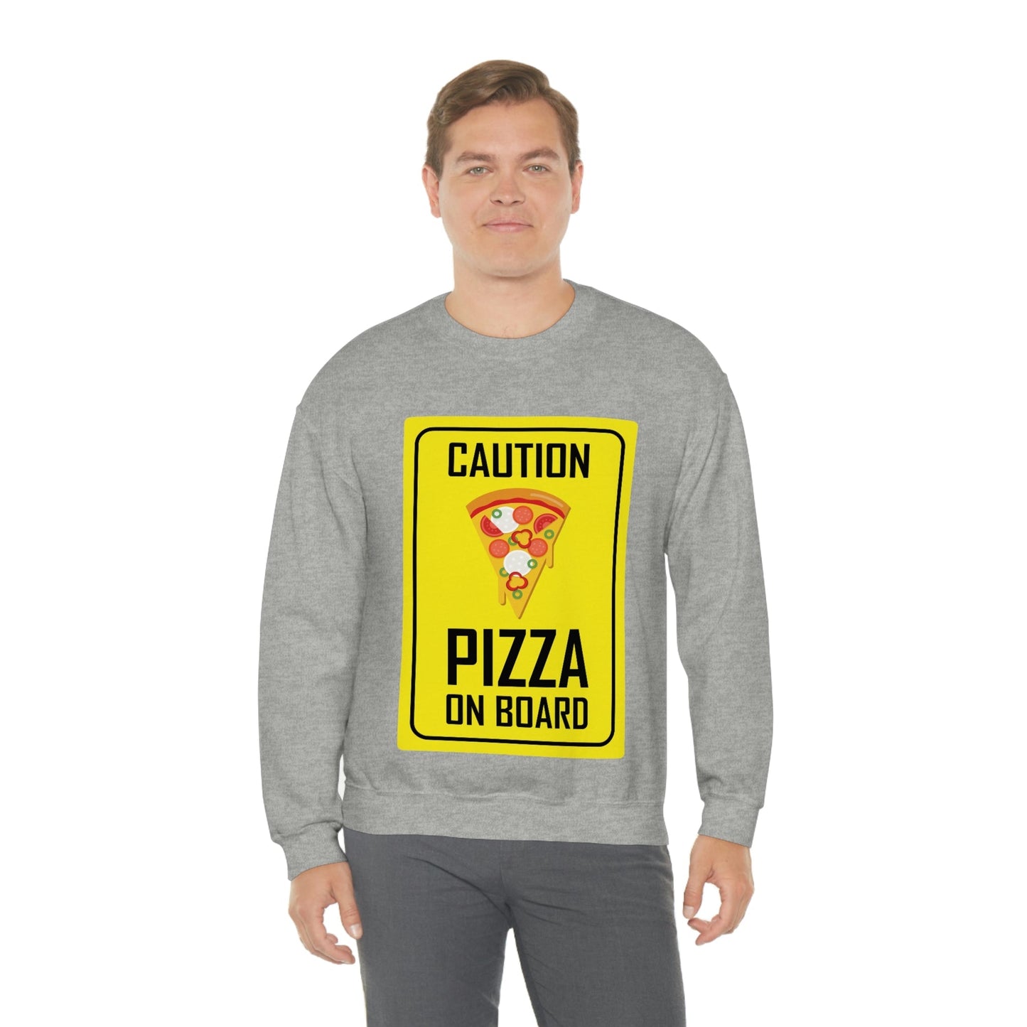 Pizza On board Funny Sign Valentines Quotes Unisex Heavy Blend™ Crewneck Sweatshirt Ichaku [Perfect Gifts Selection]