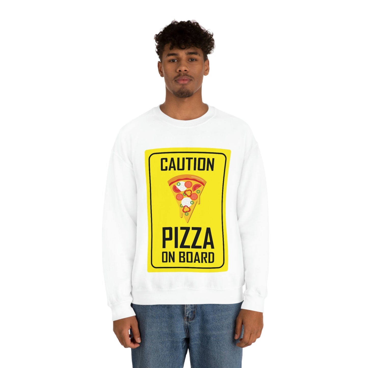 Pizza On board Funny Sign Valentines Quotes Unisex Heavy Blend™ Crewneck Sweatshirt Ichaku [Perfect Gifts Selection]