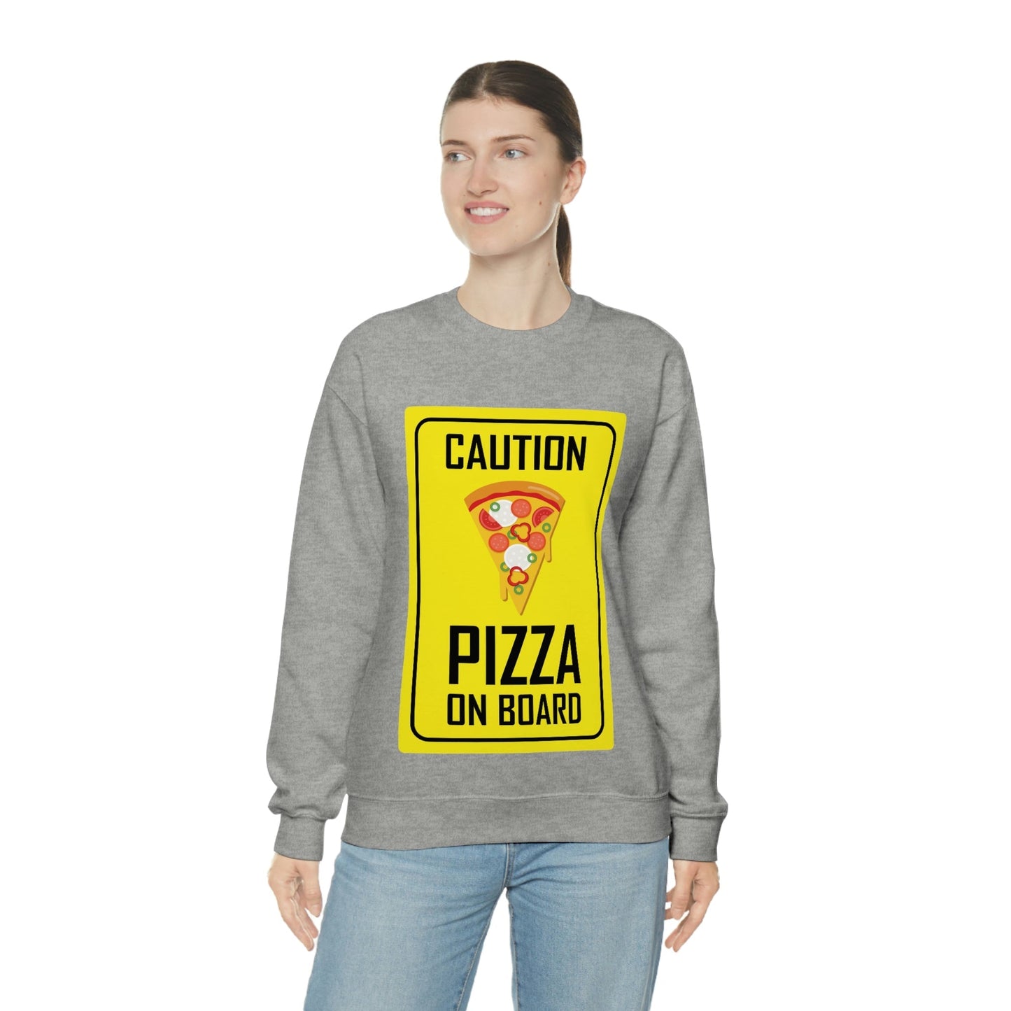 Pizza On board Funny Sign Valentines Quotes Unisex Heavy Blend™ Crewneck Sweatshirt Ichaku [Perfect Gifts Selection]