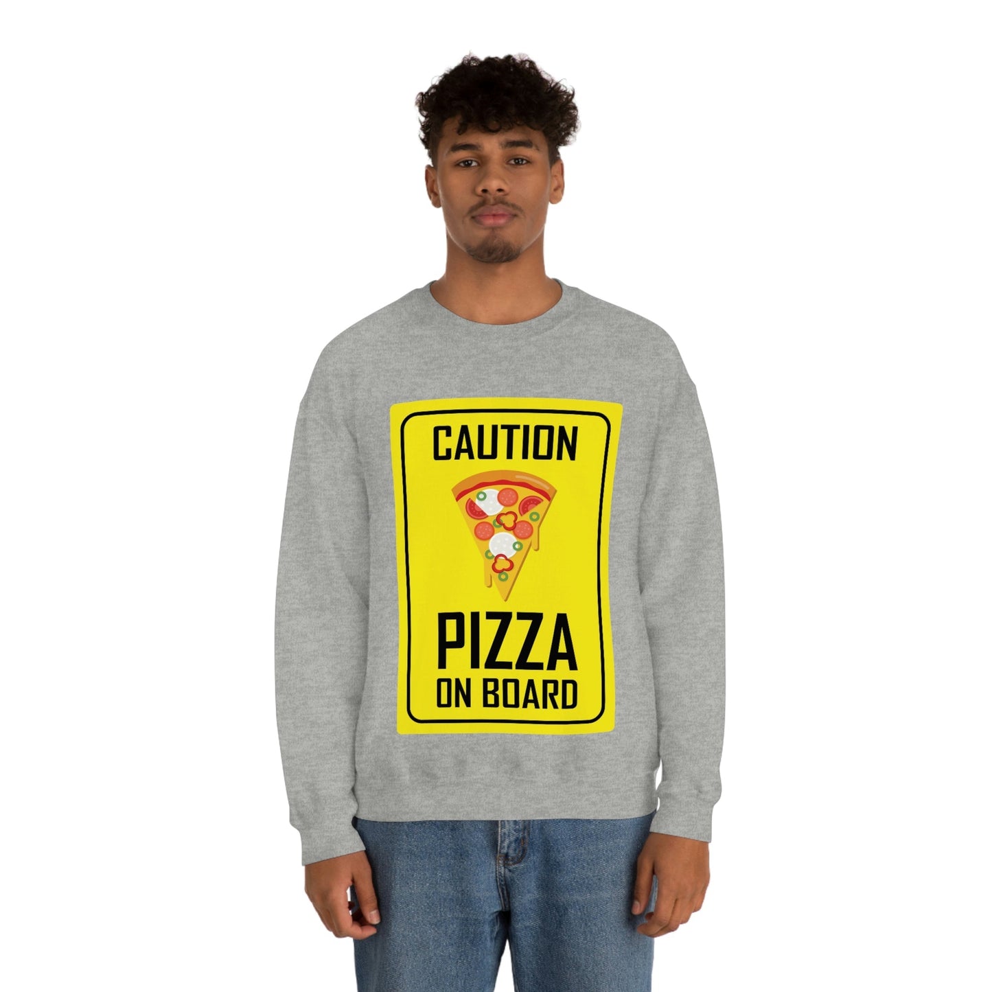 Pizza On board Funny Sign Valentines Quotes Unisex Heavy Blend™ Crewneck Sweatshirt Ichaku [Perfect Gifts Selection]