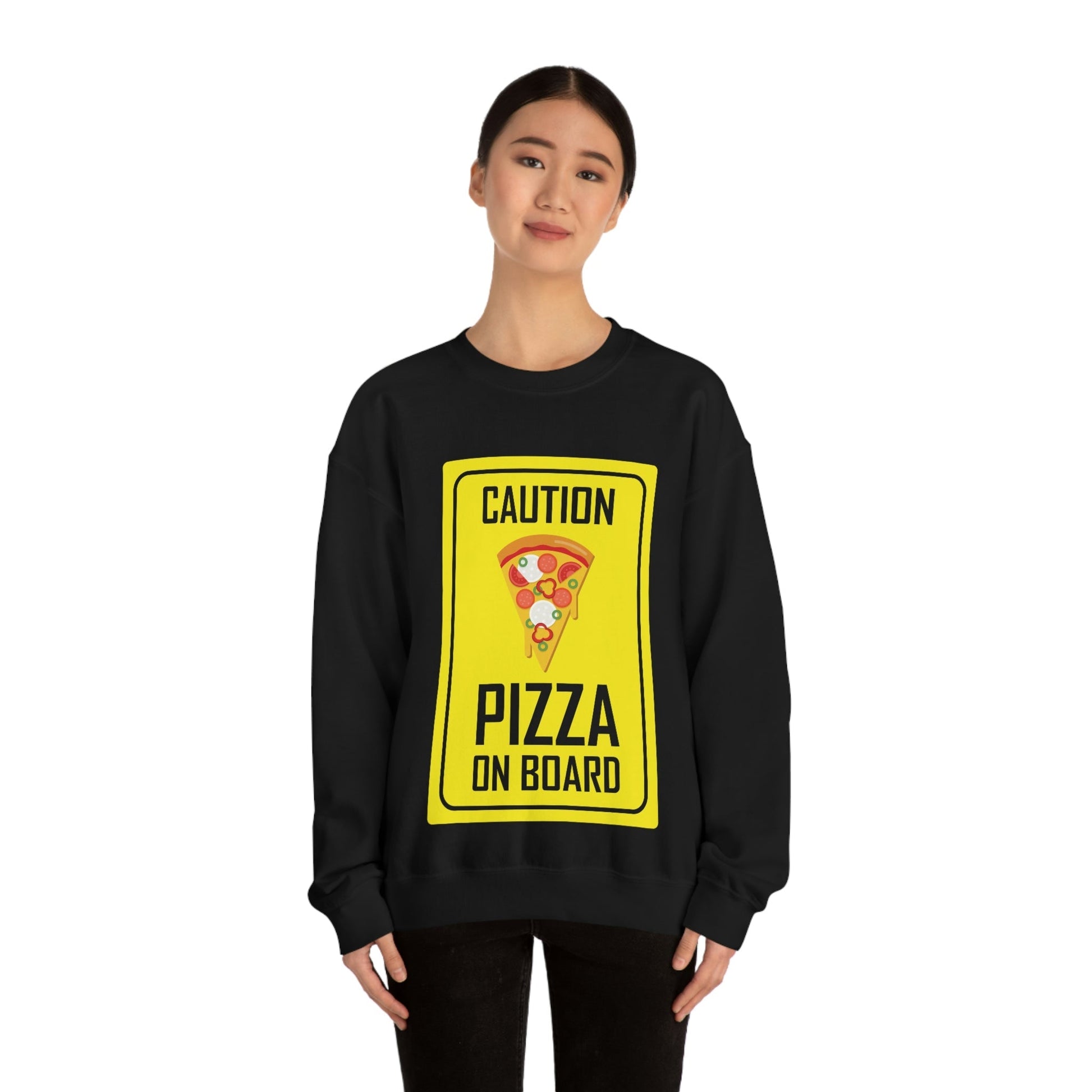 Pizza On board Funny Sign Valentines Quotes Unisex Heavy Blend™ Crewneck Sweatshirt Ichaku [Perfect Gifts Selection]