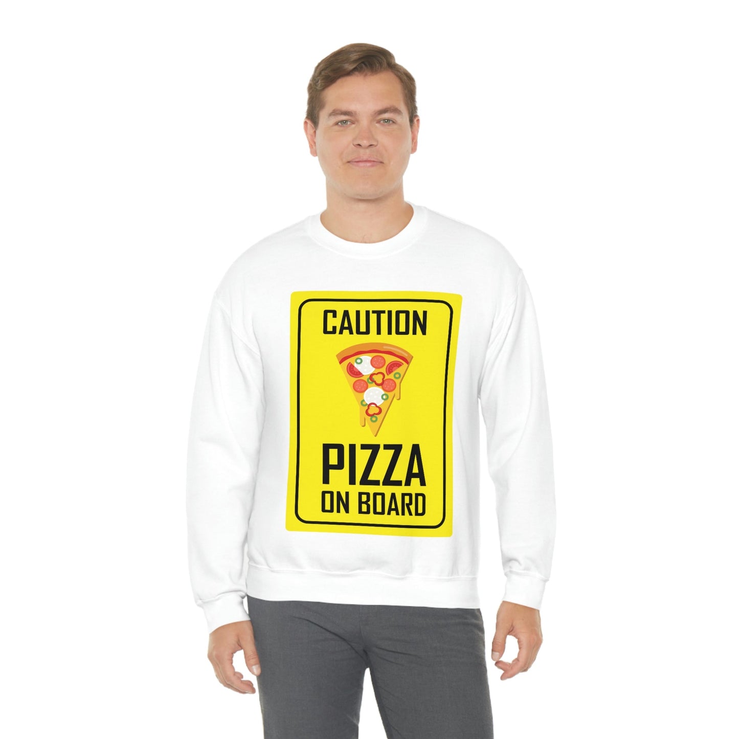 Pizza On board Funny Sign Valentines Quotes Unisex Heavy Blend™ Crewneck Sweatshirt Ichaku [Perfect Gifts Selection]