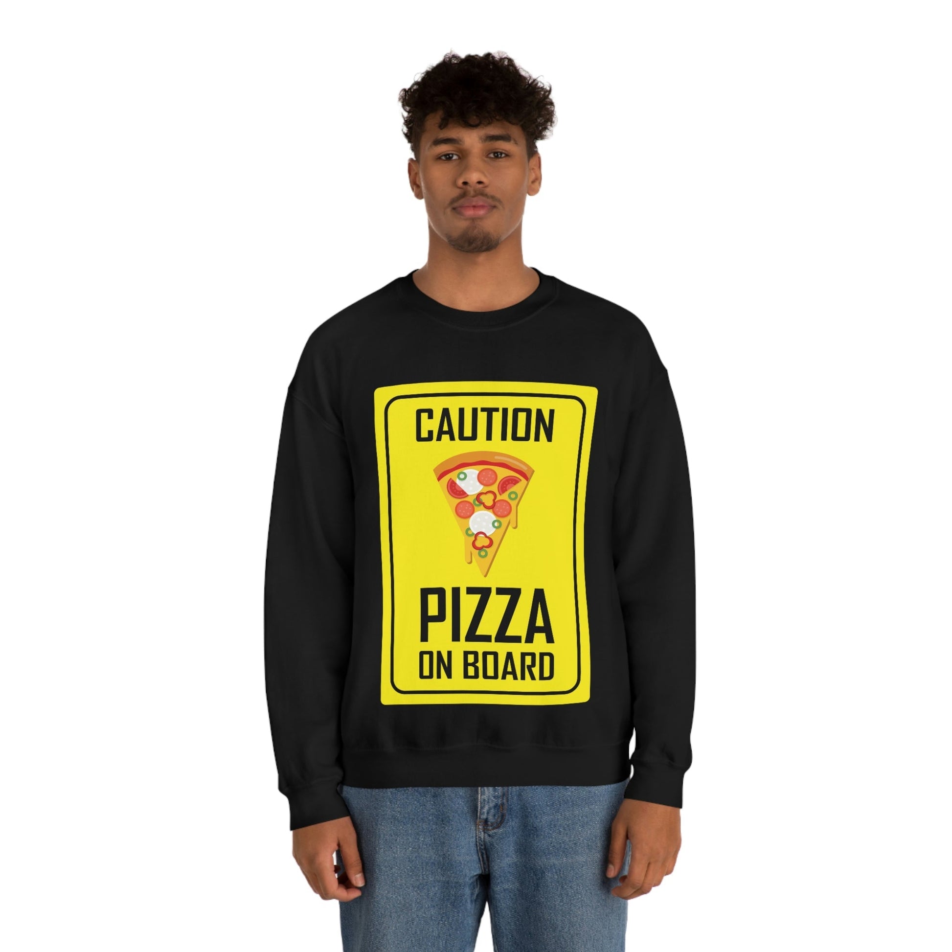 Pizza On board Funny Sign Valentines Quotes Unisex Heavy Blend™ Crewneck Sweatshirt Ichaku [Perfect Gifts Selection]