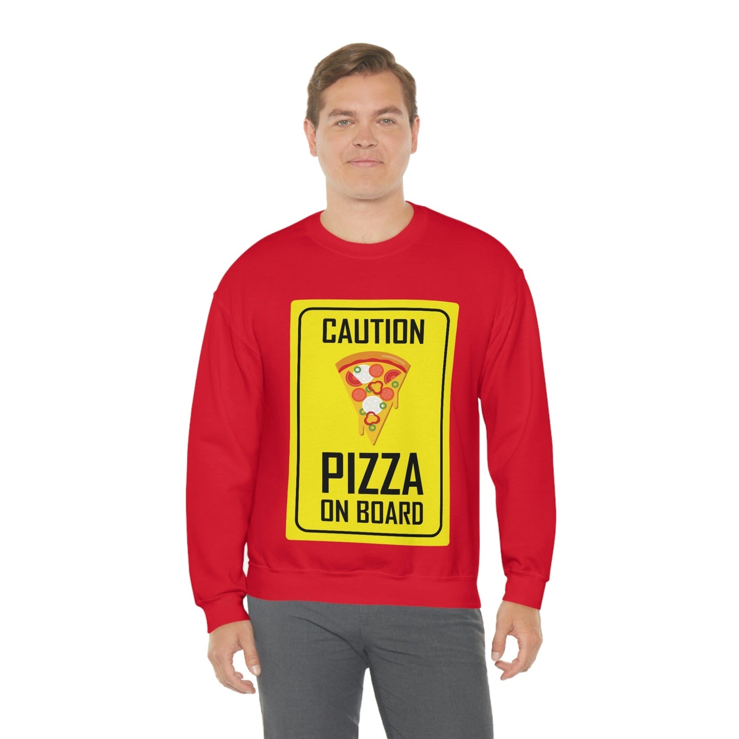 Pizza On board Funny Sign Valentines Quotes Unisex Heavy Blend™ Crewneck Sweatshirt Ichaku [Perfect Gifts Selection]