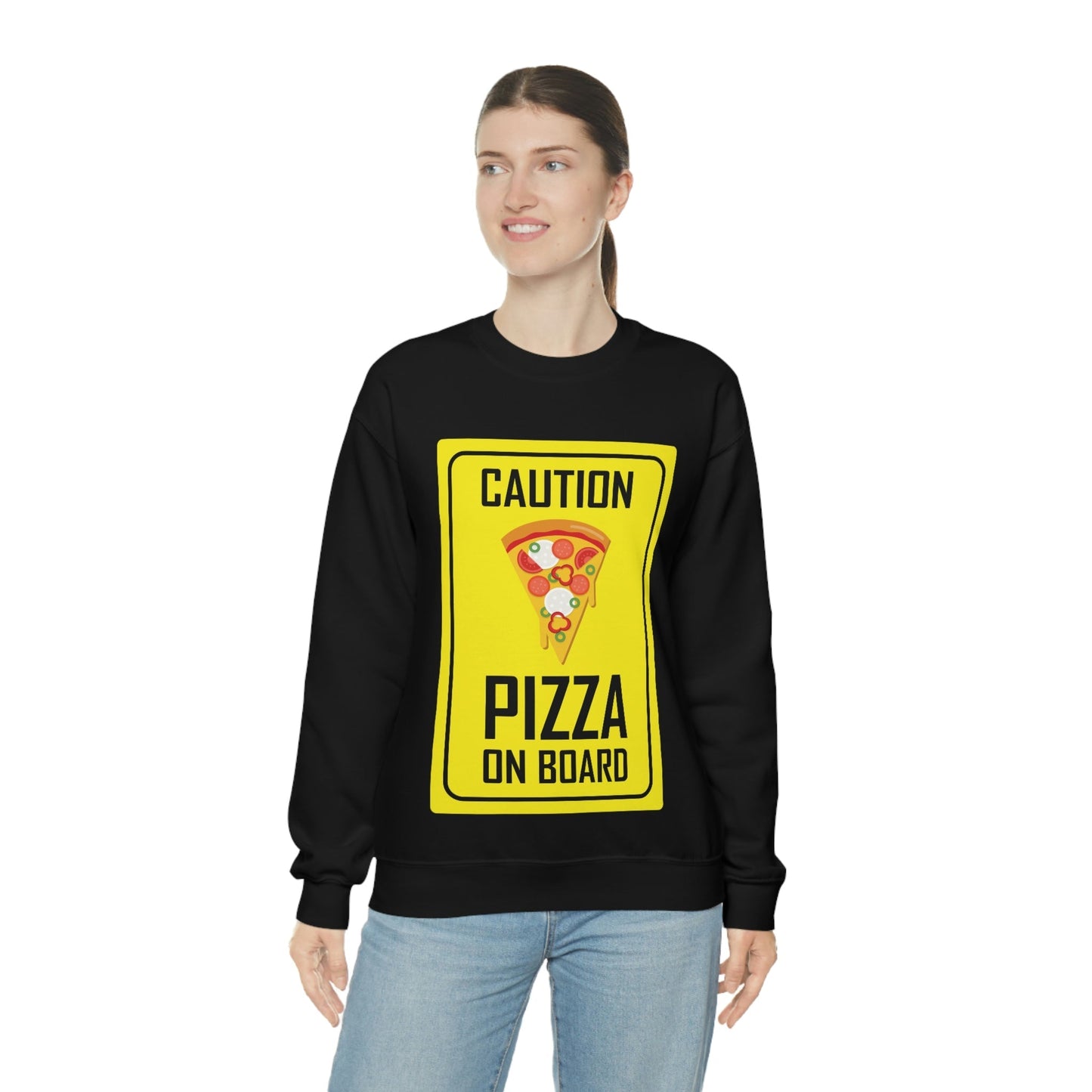 Pizza On board Funny Sign Valentines Quotes Unisex Heavy Blend™ Crewneck Sweatshirt Ichaku [Perfect Gifts Selection]