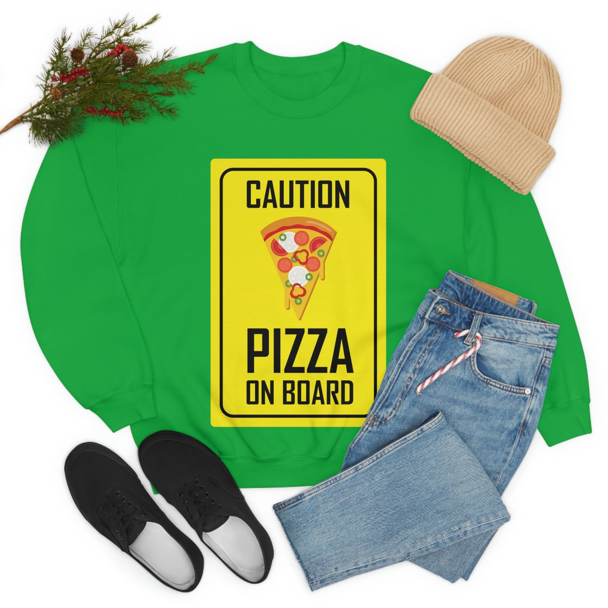 Pizza On board Funny Sign Valentines Quotes Unisex Heavy Blend™ Crewneck Sweatshirt Ichaku [Perfect Gifts Selection]