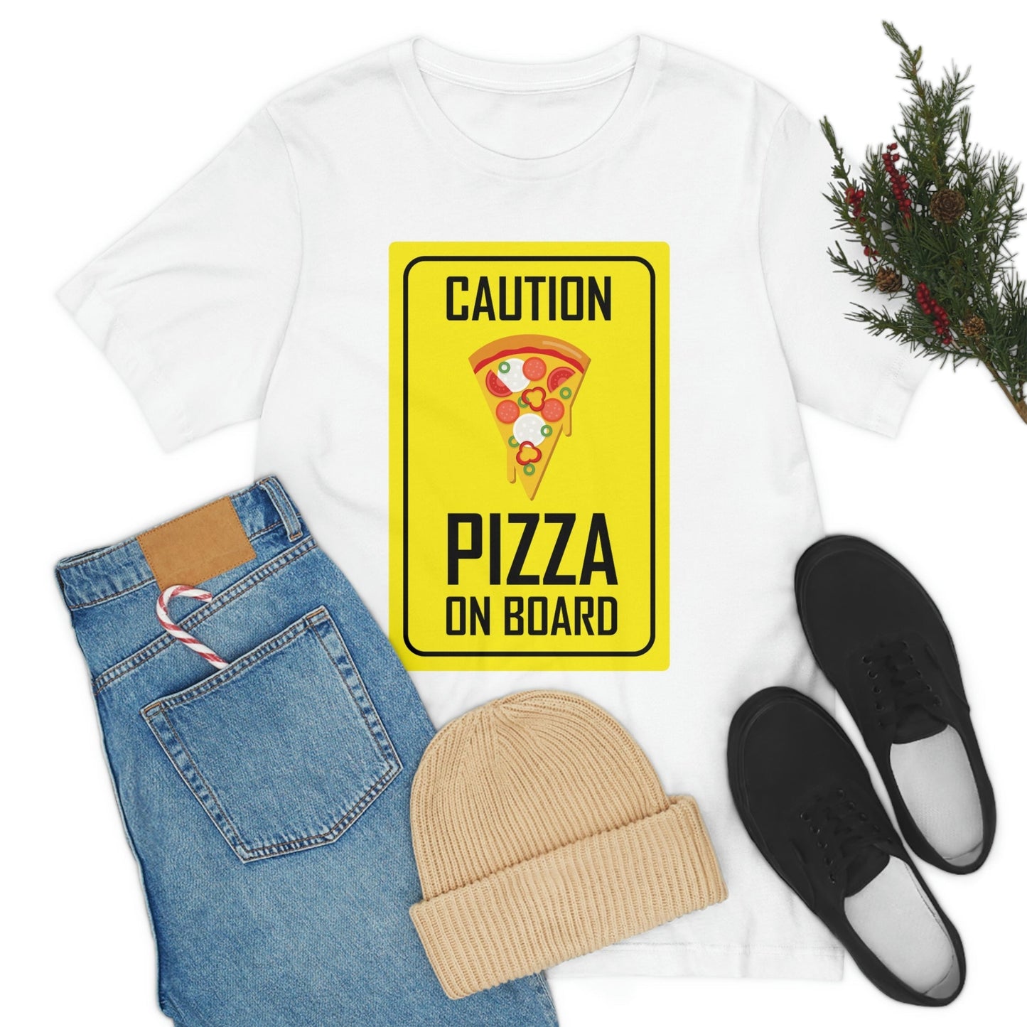 Pizza On board Funny Sign Valentines Quotes Unisex Jersey Short Sleeve T-Shirt Ichaku [Perfect Gifts Selection]