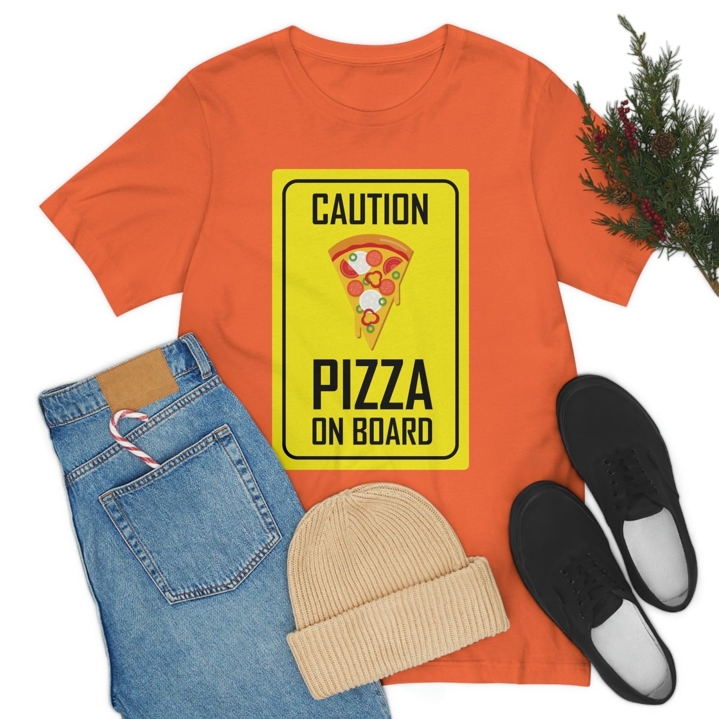 Pizza On board Funny Sign Valentines Quotes Unisex Jersey Short Sleeve T-Shirt Ichaku [Perfect Gifts Selection]