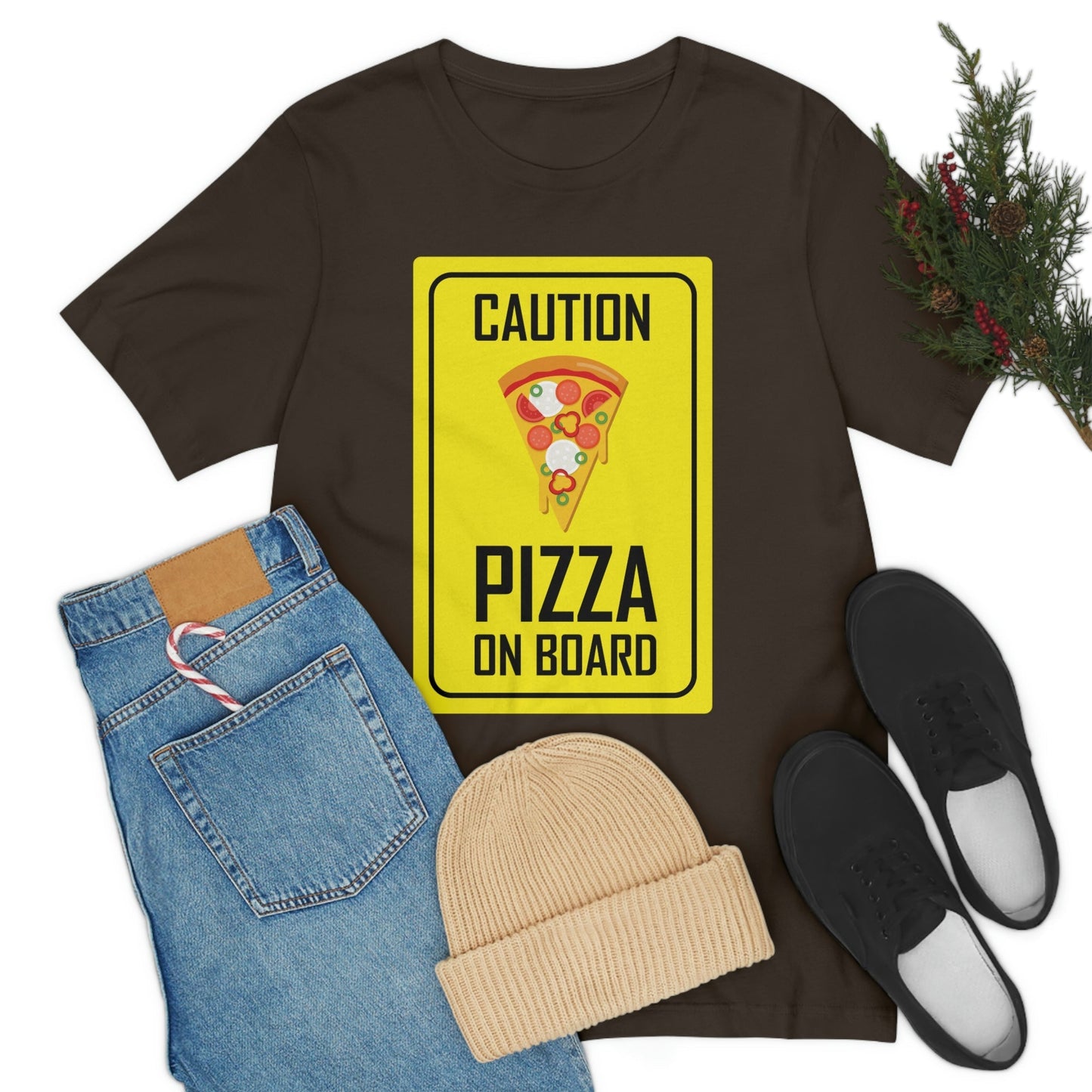 Pizza On board Funny Sign Valentines Quotes Unisex Jersey Short Sleeve T-Shirt Ichaku [Perfect Gifts Selection]