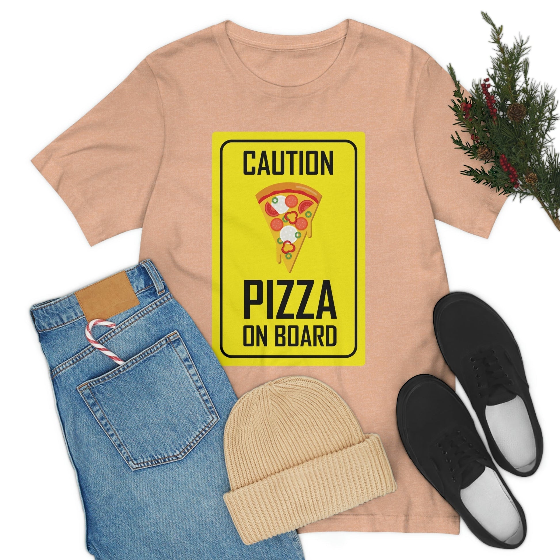 Pizza On board Funny Sign Valentines Quotes Unisex Jersey Short Sleeve T-Shirt Ichaku [Perfect Gifts Selection]