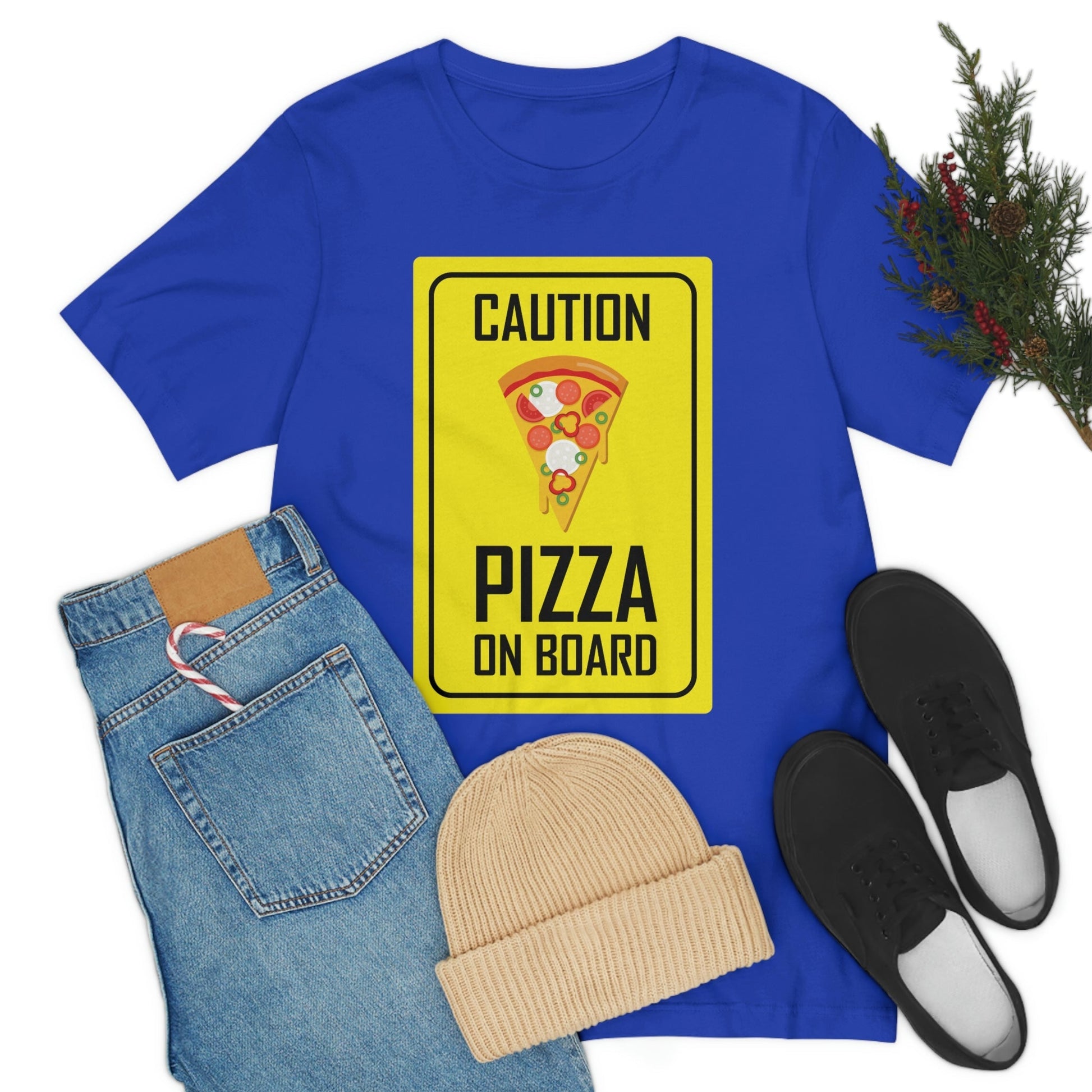 Pizza On board Funny Sign Valentines Quotes Unisex Jersey Short Sleeve T-Shirt Ichaku [Perfect Gifts Selection]