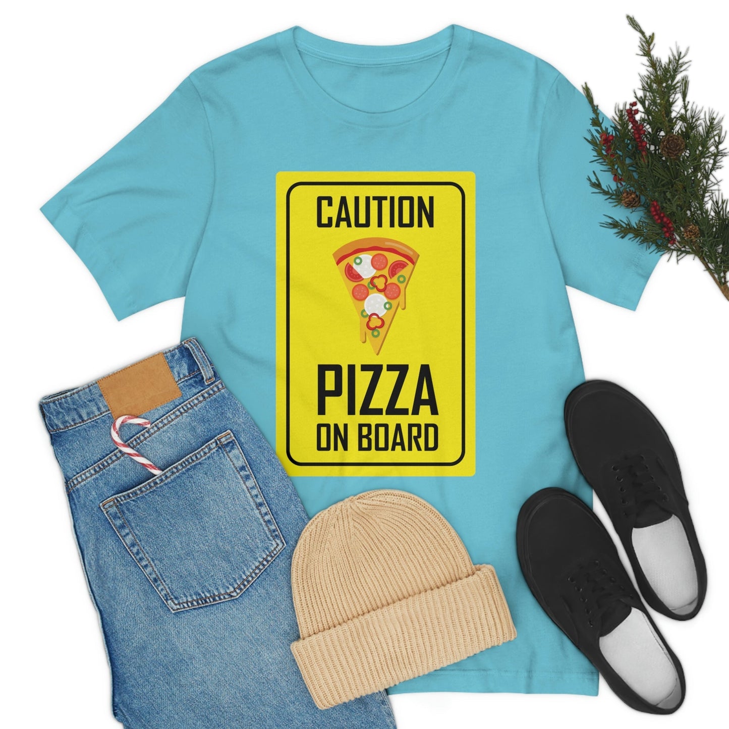 Pizza On board Funny Sign Valentines Quotes Unisex Jersey Short Sleeve T-Shirt Ichaku [Perfect Gifts Selection]