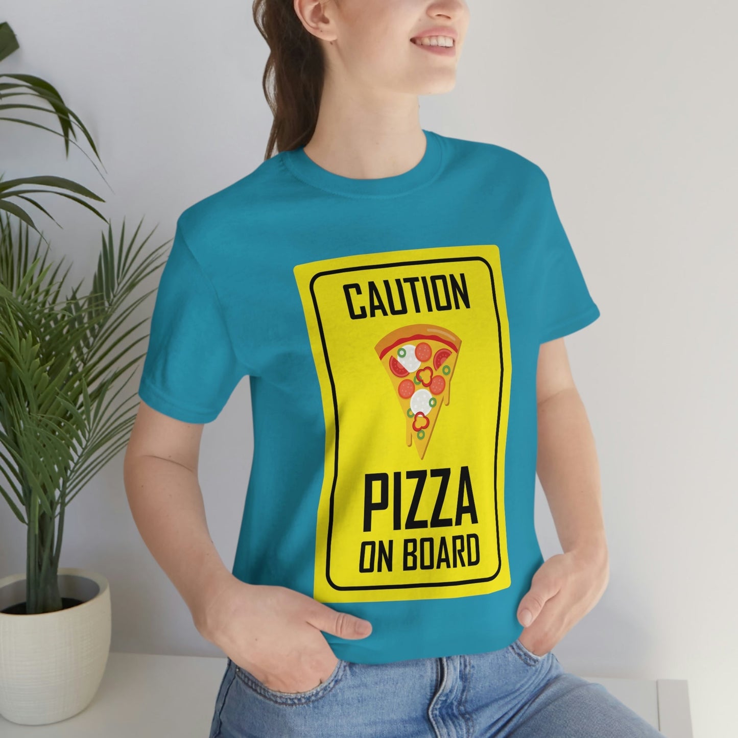 Pizza On board Funny Sign Valentines Quotes Unisex Jersey Short Sleeve T-Shirt Ichaku [Perfect Gifts Selection]