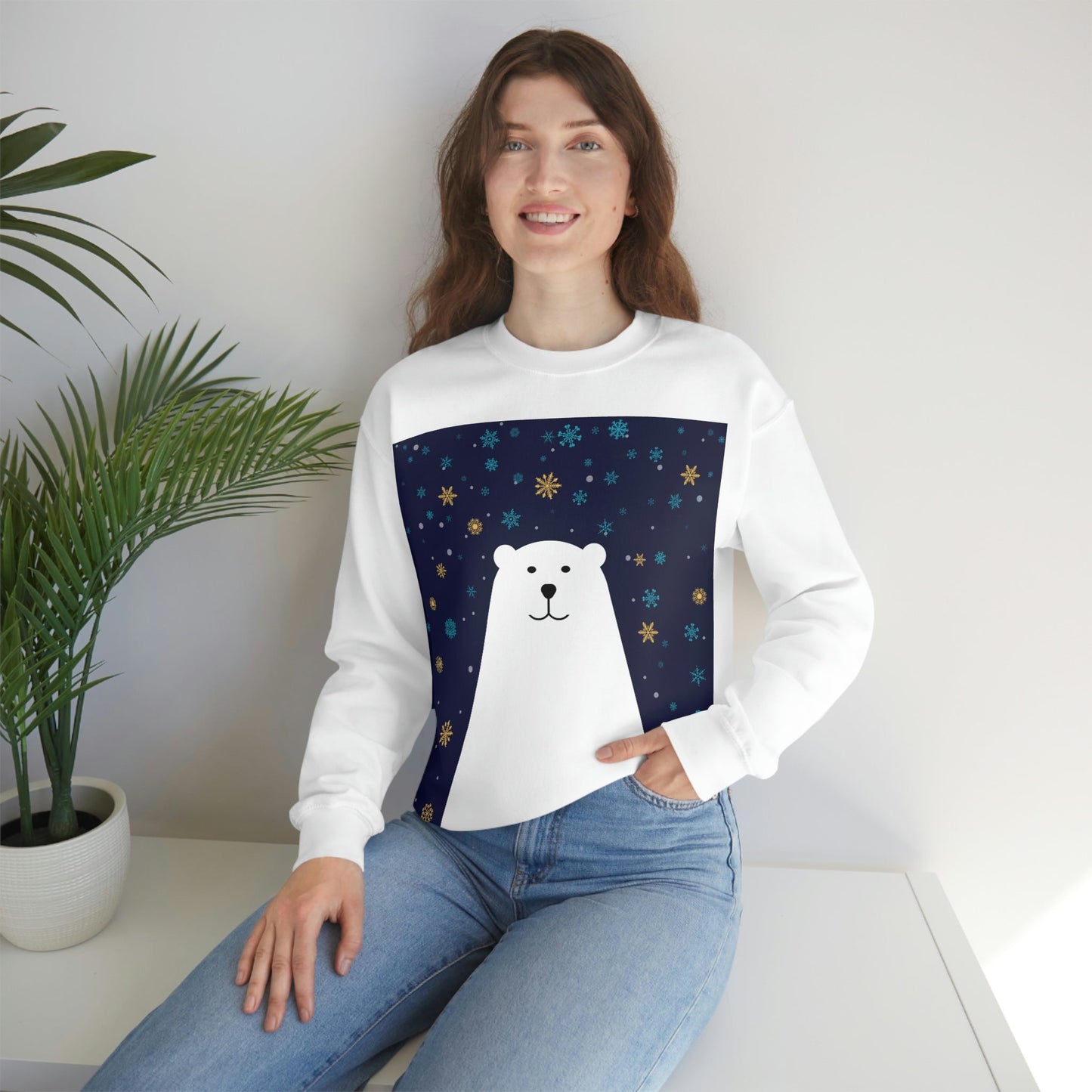 Polar Bear Arctic Art Unisex Heavy Blend™ Crewneck Sweatshirt Ichaku [Perfect Gifts Selection]