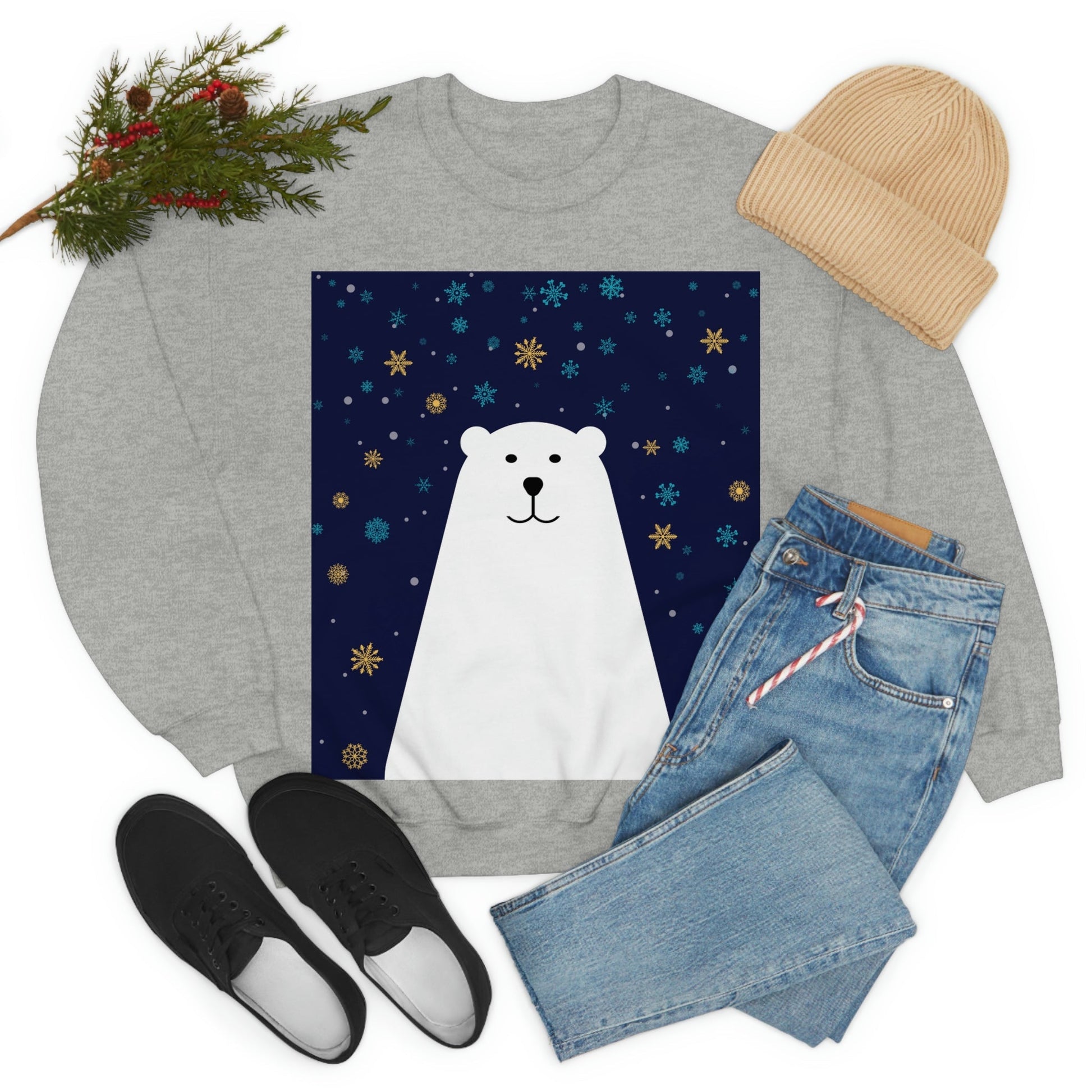 Polar Bear Arctic Art Unisex Heavy Blend™ Crewneck Sweatshirt Ichaku [Perfect Gifts Selection]