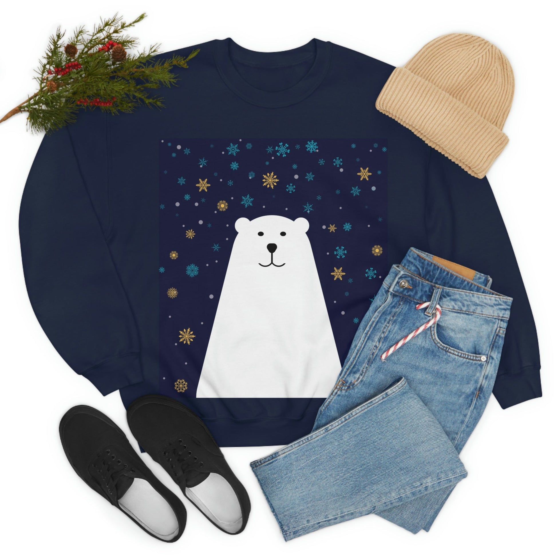 Polar Bear Arctic Art Unisex Heavy Blend™ Crewneck Sweatshirt Ichaku [Perfect Gifts Selection]