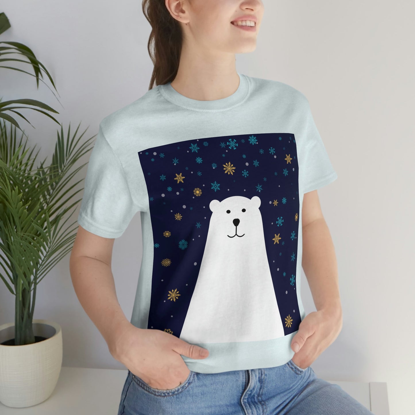 Polar Bear Arctic Art Unisex Jersey Short Sleeve T-Shirt Ichaku [Perfect Gifts Selection]