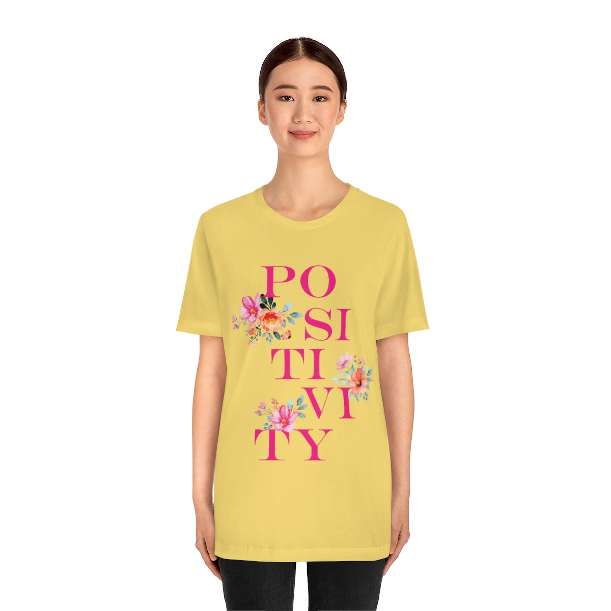 Positivity Aesthetic Flowers Inspiration Slogan Unisex Jersey Short Sleeve T-Shirt Ichaku [Perfect Gifts Selection]