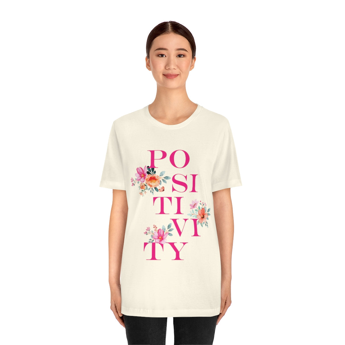 Positivity Aesthetic Flowers Inspiration Slogan Unisex Jersey Short Sleeve T-Shirt Ichaku [Perfect Gifts Selection]